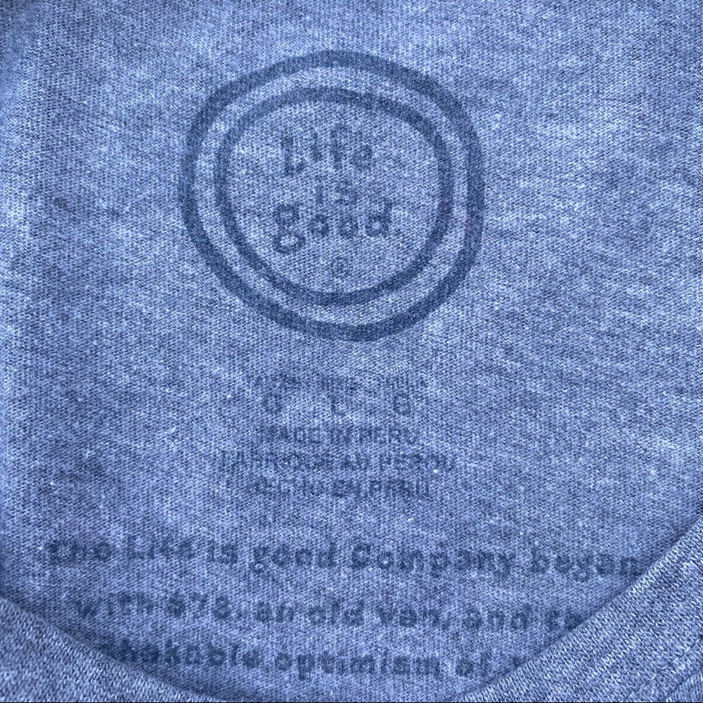 Life Is Good Tee Shirt with Crusher Jake on a Motorcycle - Picture 3 of 4